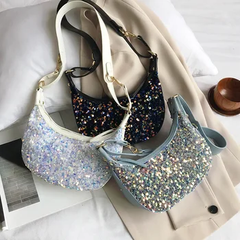 

Brand Original Design 2020 New Stylish Underarm French Stick Bag Joker Sequins Shoulder Bag In Summer