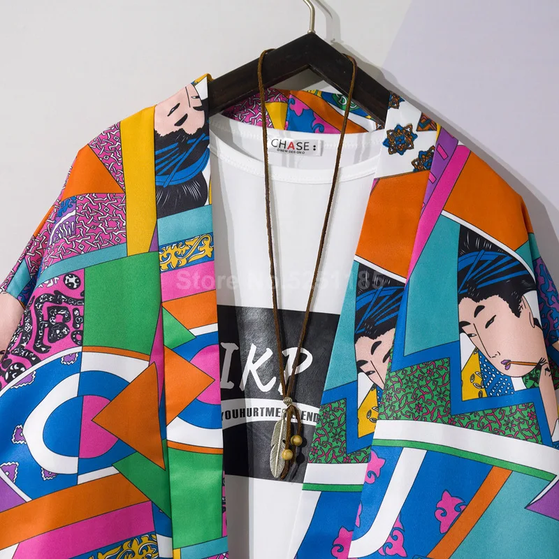 Традиционное японское кимоно Ukiyo-e с рисунком юката рубашка Летняя мода Haori Harajuku пляжная верхняя одежда пальто