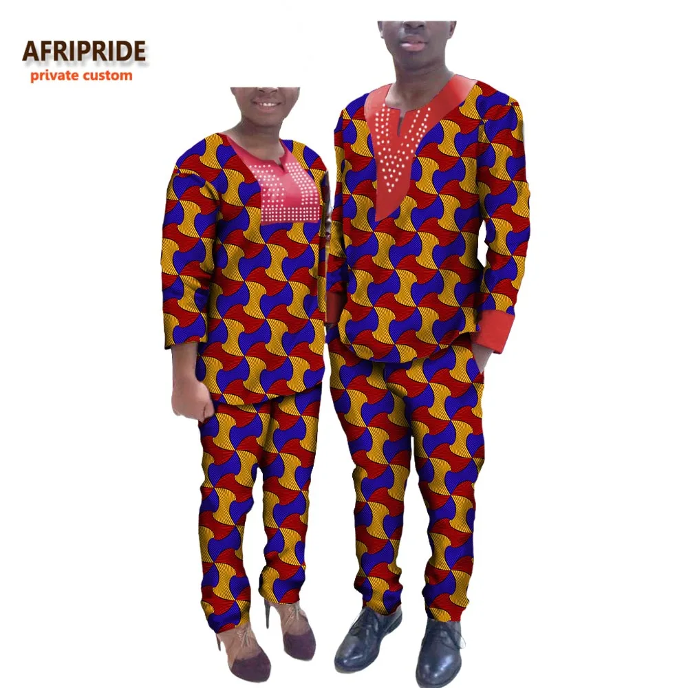 Осенняя одежда для пары, AFRIPRIDE, индивидуальный заказ, наручные рукава+ брюки длиной до щиколотки, костюм для пары, бриллианты на груди, A72C01 - Цвет: 543