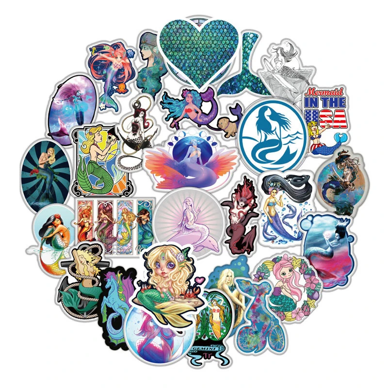 

50 pcs/lot Mermaid Series Graffiti Stickers PVC Waterproof Stickers Ocean Printing Stickers Sun Protection