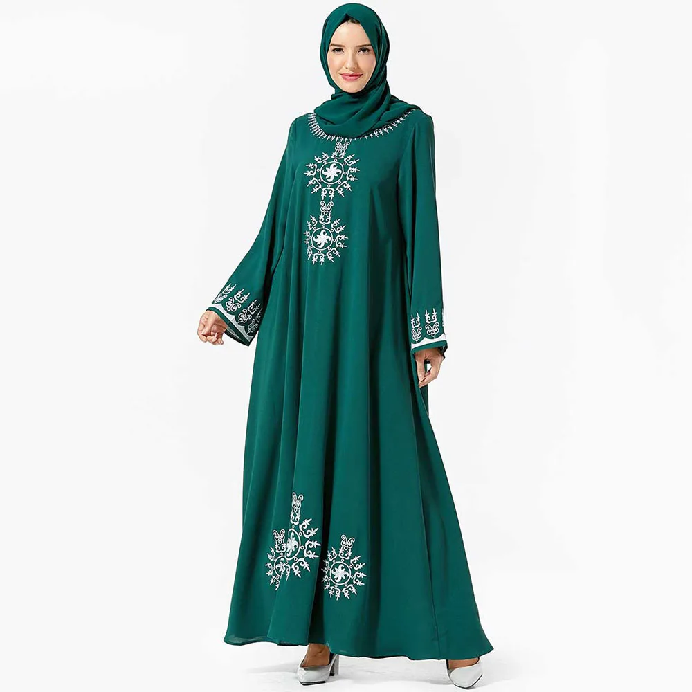 Elegant Long Robes Arab Women's Embroidered Belt Muslim Dress Autumn Islamic Dress Women Clothing No Hijab Muslim Long Robes