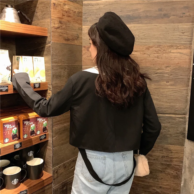 

Photo Shoot New Style Korean-style Loose-Fit Fold-down Collar Short Western Style Small Suit Coat