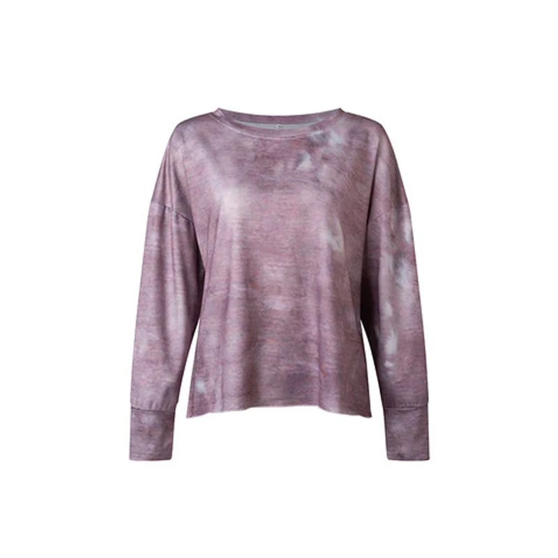 Tie Dye Print Woman T-shirts Long Sleeve Plus Size T Shirt O-neck Gradient Color Tee Shirt Trendy Sexy Women Streetwear