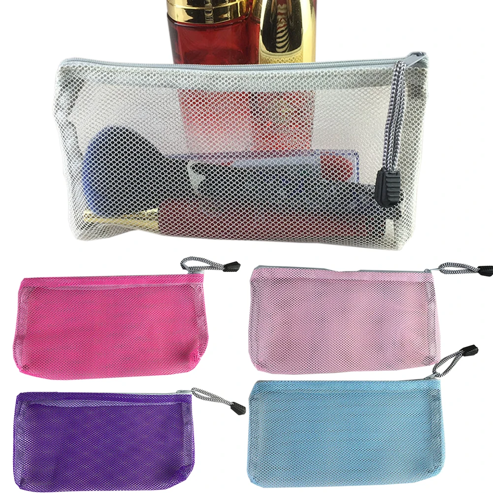 6pcs Travel Portable Practical Makeup Bag Large Capacity Nylon Zipper Closure Storage Fine Mesh Cosmetics Multi-colored Outdoor