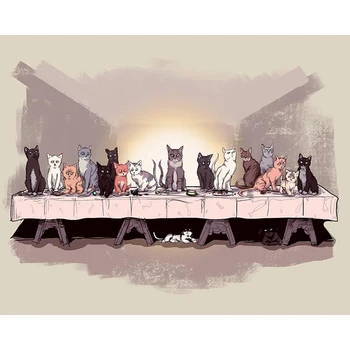 

DIY Painting By Numbers The Cat Supper Kit Oil Picture By Numbers Scenery Wall Art Painting on Canvas Home Decoration Gift