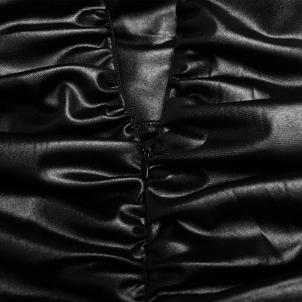 Feditch уличная одежда из искусственной кожи на молнии облегающее платье сексуальное с v-образным вырезом вечерние мини Необычные элегантные пуговицы Клубные платья осень