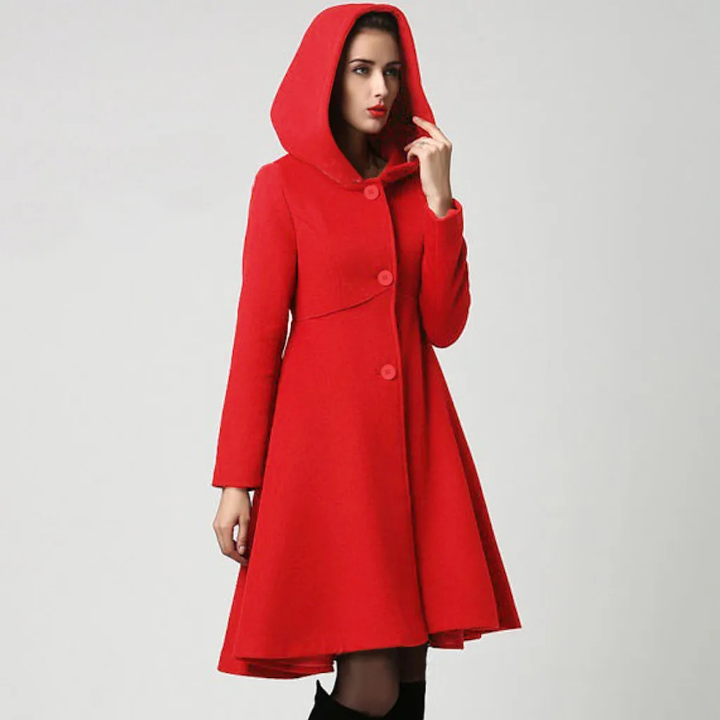 Зимнее женское пальто manteau femme, накидка с капюшоном, элегантное женское Шерстяное Пальто с карманами на талии, abrigo mujer casaco feminino