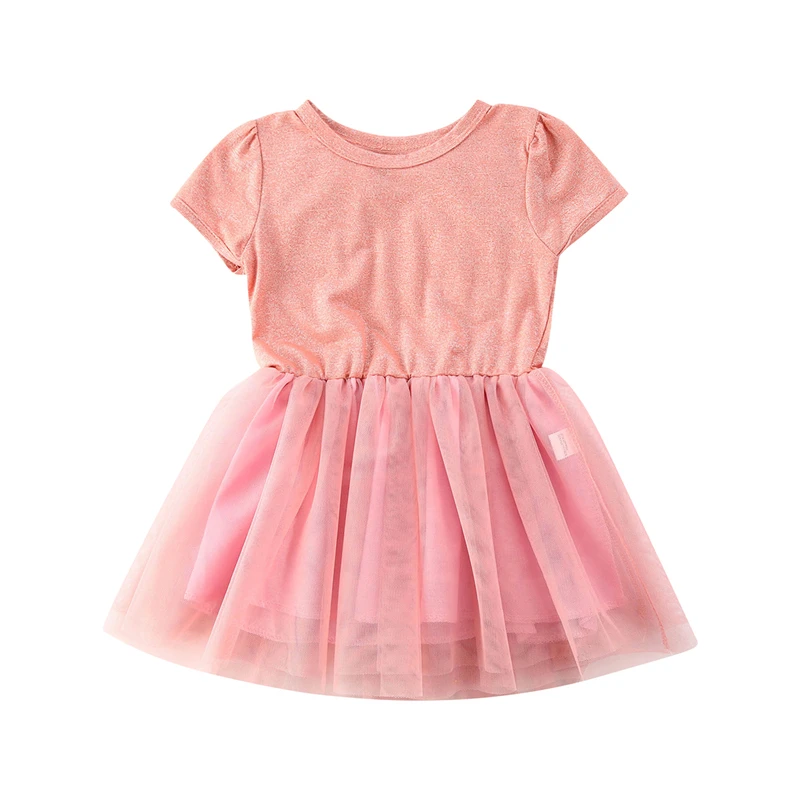 Baby Girl Short Sleeve Dress Gauze Wings Decoration Multi layer Design