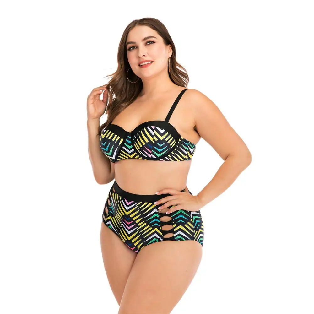 Swimsuits Two Piece Swimwear Women Stripe Women's Swimsuit 4xl Bathing Suits Push Up Swimsuit Separate 2020 Large Size XXXL