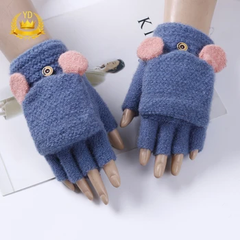

Fashion Women Winter Warm Knitted Gloves Flip Top Fingerless Mittens