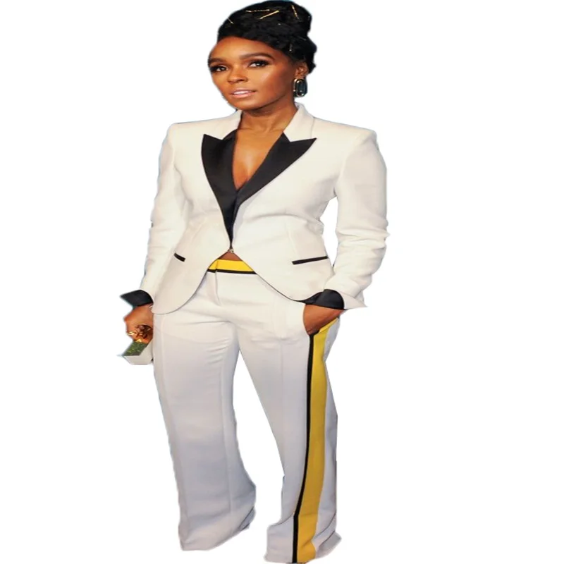 

Modern Women Suits 2 Pieces Black And White Suits For Girl Small Lapel Two Button Formal Party Suits For Women Custom Made