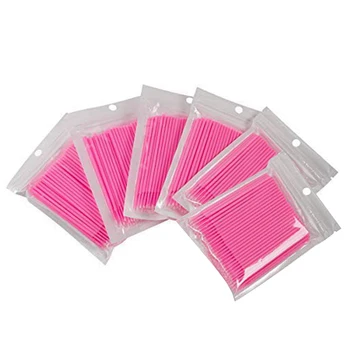 

6 Pack/600 Count Disposable Cotton Swab Stick, Mini Applicators Brushes, for Eyelashes Extensions and Makeup