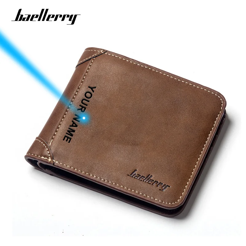 Baellerry Винтаж Для мужчин кожаный брендовый эксклюзивный короткий тонкий мужской кошелек для кредитных