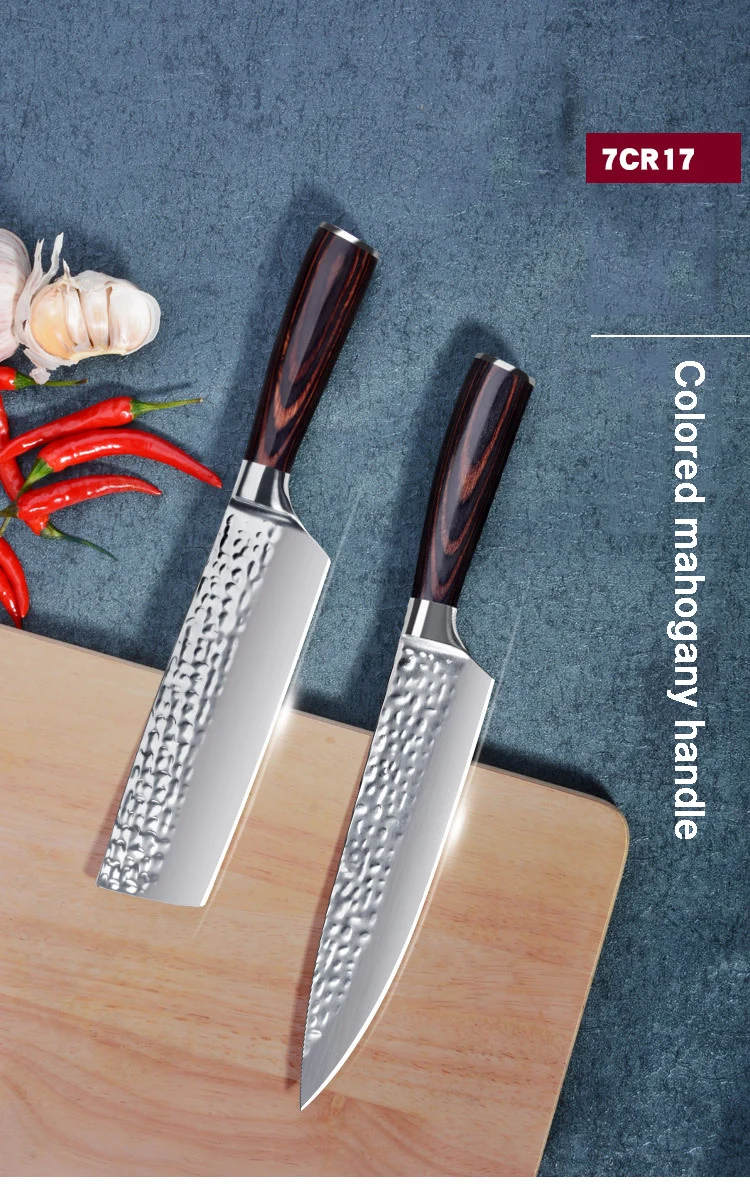 Поварские ножи, кухонный нож, 8 дюймов, японский 7CR17 440C, высокоуглеродистая Нержавеющая сталь, имитация дамасской шлифовки, лазерный нож Santoku