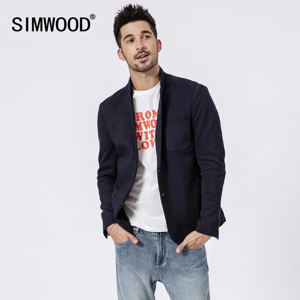 Мужской блейзер SIMWOOD нарядно-повседневный пиджак 2019 приталенный жакет 180352 |