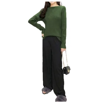 

Temperament knitted sweater women 019 autumn winter new korean long sleeve round neck Solid color fashion sweater feminina LR453