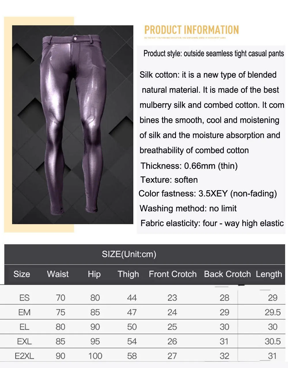 Description Picture 2 of itemHigh-Elastic Ice Silk Elastic Pencil Pants Great Fit Casual Trouser Very Stretchable Sexy Transparent Skinny Breathable Leggings
