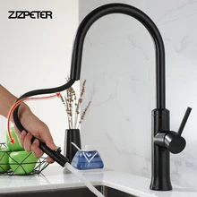 

Stainless steel single-hole rotatable valve core single-handle kitchen sink sink with high drawing drawing high swivel faucet