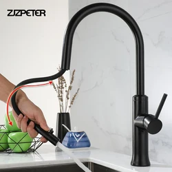 Stainless steel single-hole rotatable valve core single-handle kitchen sink sink with high drawing drawing high swivel faucet