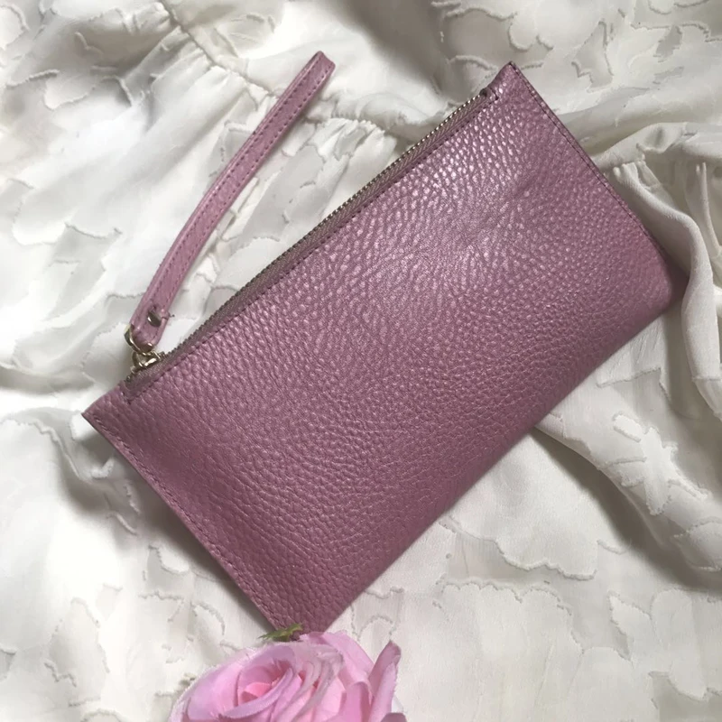 

Genuine leather wallet Women Fashion zipper money bag luxury design phone wallet girl cowhide Long Slim Purse credit card holder