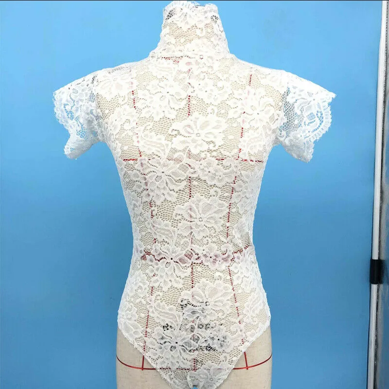 Women Sexy Sissy Lace Bandage See Through Lingerie Nightwear G-String Underwear Erotic Jumpsuit