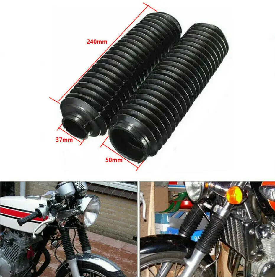 2PCS 37mm 22 Knots Motorcycle Front Fork Protective Dust Black Shock