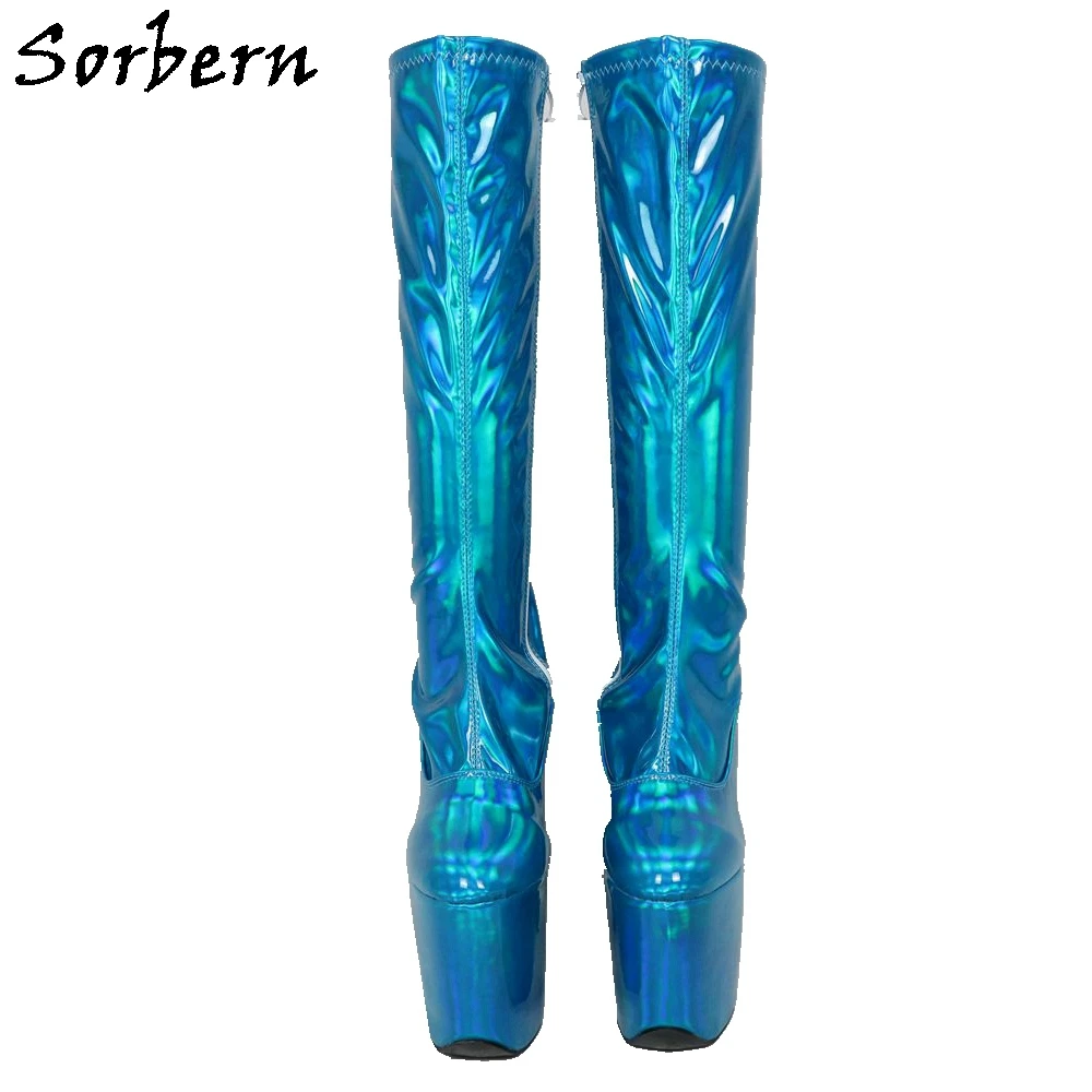Sorbern/женские сапоги до колена на каблуке 20 см; Botines Mujer; ; большие размеры; EU36-46; неоновые сапоги; Botas De Mujer; модные сапоги