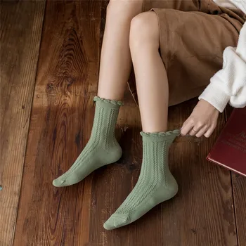 

High Quality Women's Lovely Patterned Solid Candy Color Cotton Socks Autumn Winter Casual Female Socks for Ladies