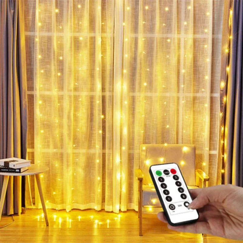 

3M USB LED Curtain Window Garland String Lights Fairy Festoon Remote Control New Year 2021 Christmas Decorations for Home Room