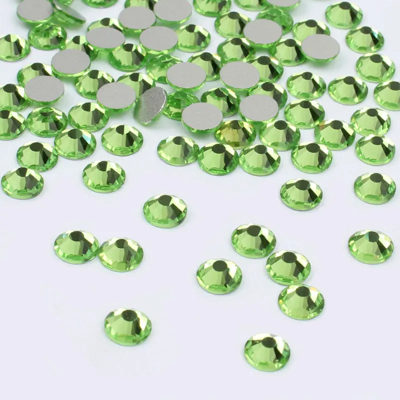 

Peridot Color ss3 to ss30 Size Non Hot fix Glue on Flat back Glass Rhinestone Nail Art Decoration Rhinestone