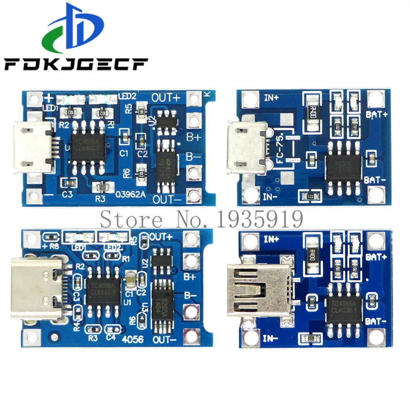 Зарядная плата Micro USB Type-c 5 В 1 А 18650 TP4056 модуль зарядного устройства литиевой