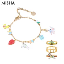 Conjuntos de joyería de moda MISHA para mujer calidad esmaltada hecha a mano joyería de circo diseño #7 anillos pulsera para regalos de mujer