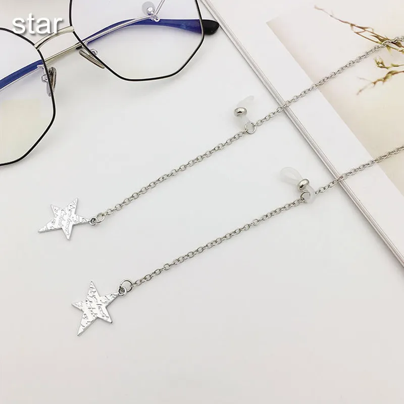 star Винтажные цепочки для солнцезащитных очков, женские и мужские жемчужные цепочки для очков из нержавеющей стали, ремешок на шею, цепочка для очков с бусинами для чтения - Цвет: star