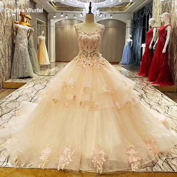 

LS63454 Long Evening Prom Dress Corset Back Ball Gown Appliques Organza Evening Party Dress Robe De Soiree Real Photos