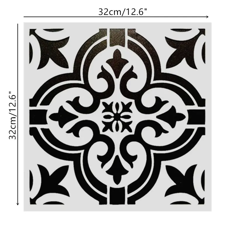 DIY Painting 32*32cm Vintage Flower Pattern Stencils Template For Tile Wall Floor Furniture Painting Decorative