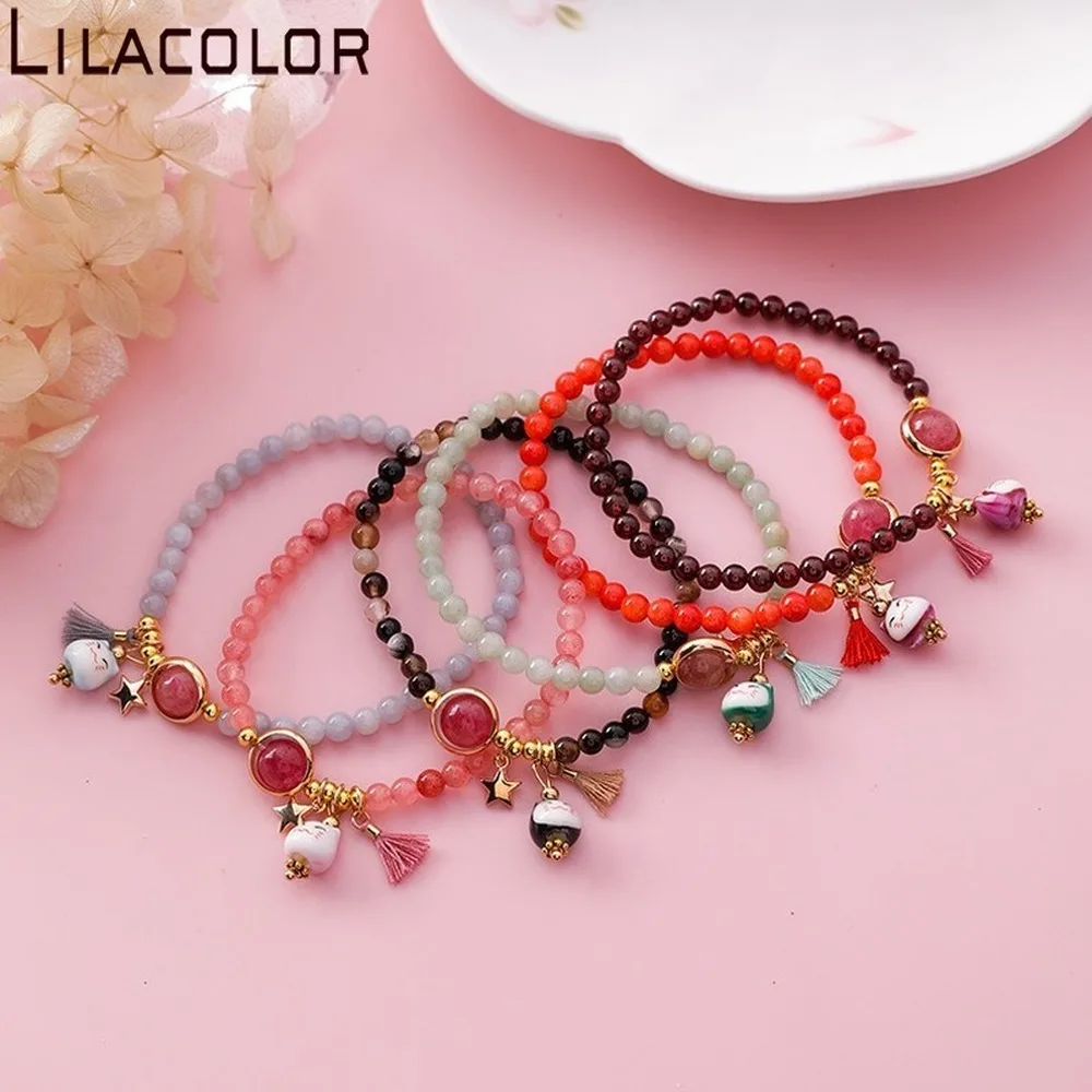 Простой милый керамический браслет с котенком Женская свежая Студенческая ручная работа котенок поток Су ручной струны женский подарок