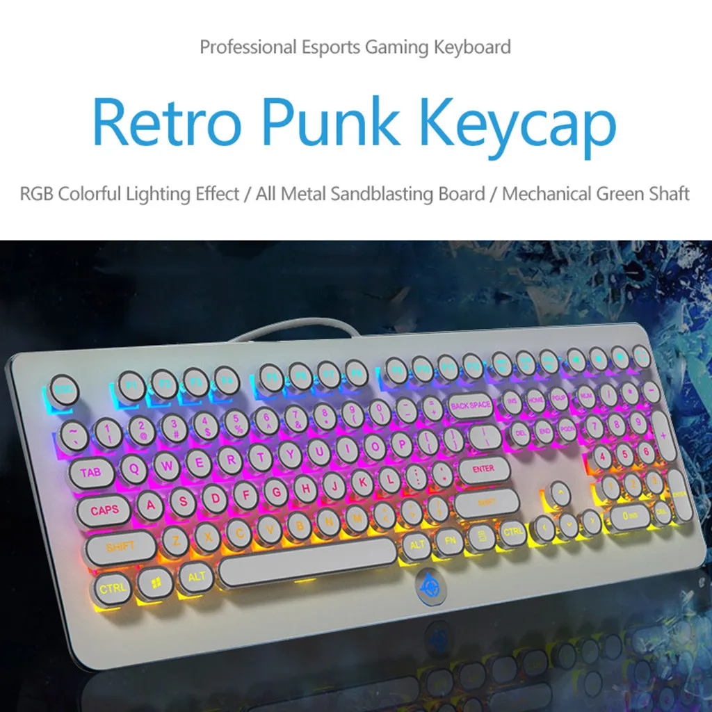 Gameing Keycap Ретро СТИМ панк механическая клавиатура 108 клавиш RGB с подсветкой Пылезащитная фиксированная клавиатура Axis полный ключ без коллизии