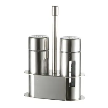 

Stainless Steel Salt Pepper Shaker Set Odor-Free Spice Jar with Stand Condiment Box Cooking Seasoning Bottle Kitchen Tools