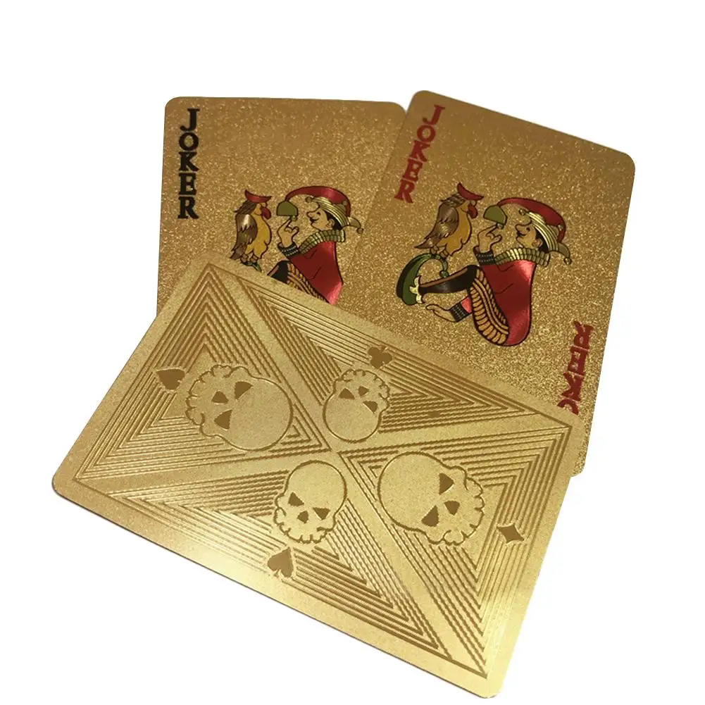 Gold Foil Poker Card Playing Cards Waterproof Plastic Card For Entertainment Magic Props Games Party 57MM*88MM Gold Foil Poker Card Playing Cards Waterproof Plastic Card For Entertainment Magic Props Games Party 57MM*88MM