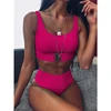 2022 nouveau Sexy taille haute Bikini maillot de bain femmes maillots de bain Bandeau Push Up Bikini ensemble boucle maillot de bain plage porter maillot de bain ► Photo 3/6