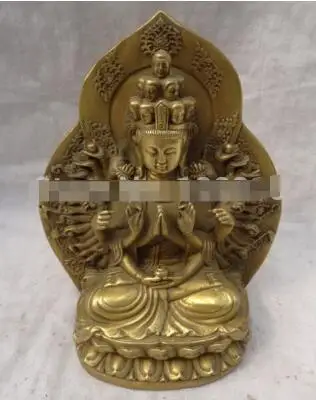 Тибетский буддизм из чистой латуни 1000 Arms Avalokitesvara Kwan-Yin статуя Будды | Дом и сад