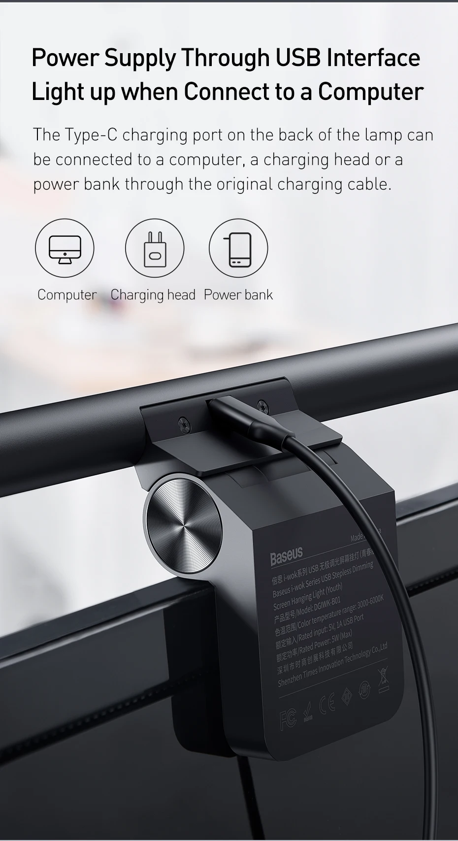 Baseus led lâmpada de mesa luz da