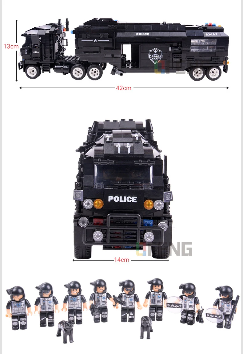 SWAT city police arms truck автомобильные наборы, модель, строительные блоки, наборы, вертолет, автомобиль, кирпичи, игрушки для детей, рождественские подарки