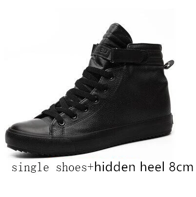 Black White High Top Sneakers Men Ankle Boots Comfort Leather Shoes Men Casual Trainers Elevator Shoes for Men Flats 3cm 8cm 3