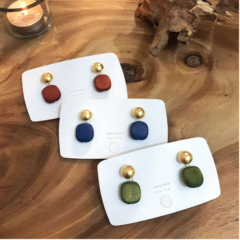 

Multiple Style Korea Handmade Wooden Earrings Straw Weave Rattan Vine Braid stud Earrings New Fashion Geometric Long Earrings