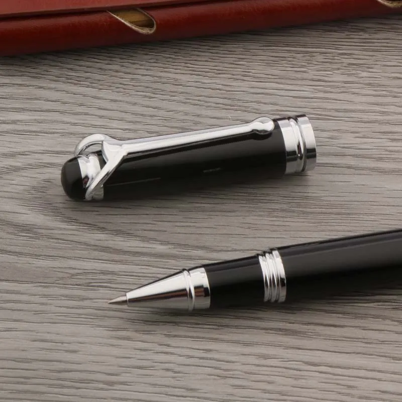 

High Quality 710 Ball Point Pens Metal tauren Black Silver Stationery School Student Office Rollerball Ink Pens New