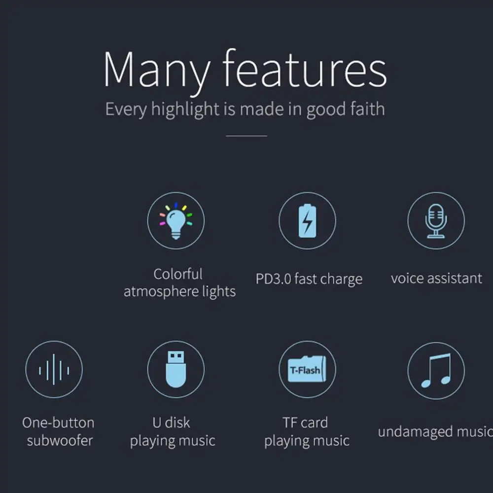 Fm-передатчик беспроводной hands-free автомобильный mp3-плеер сабвуфер красочные атмосферные огни двойной USB PD3.0 Быстрая зарядка
