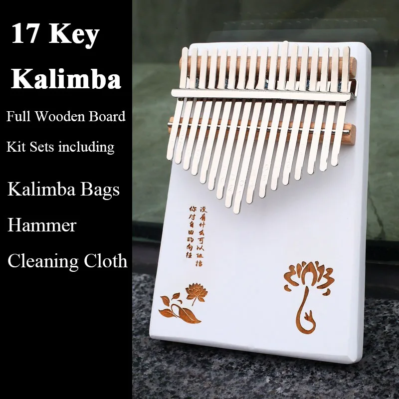 Kalimba 17 клавишный белый большой палец фортепиано полный доска тела Музыкальные инструменты популярная клавиатура калимба с Мелодия молоток и сумка - Цвет: 01