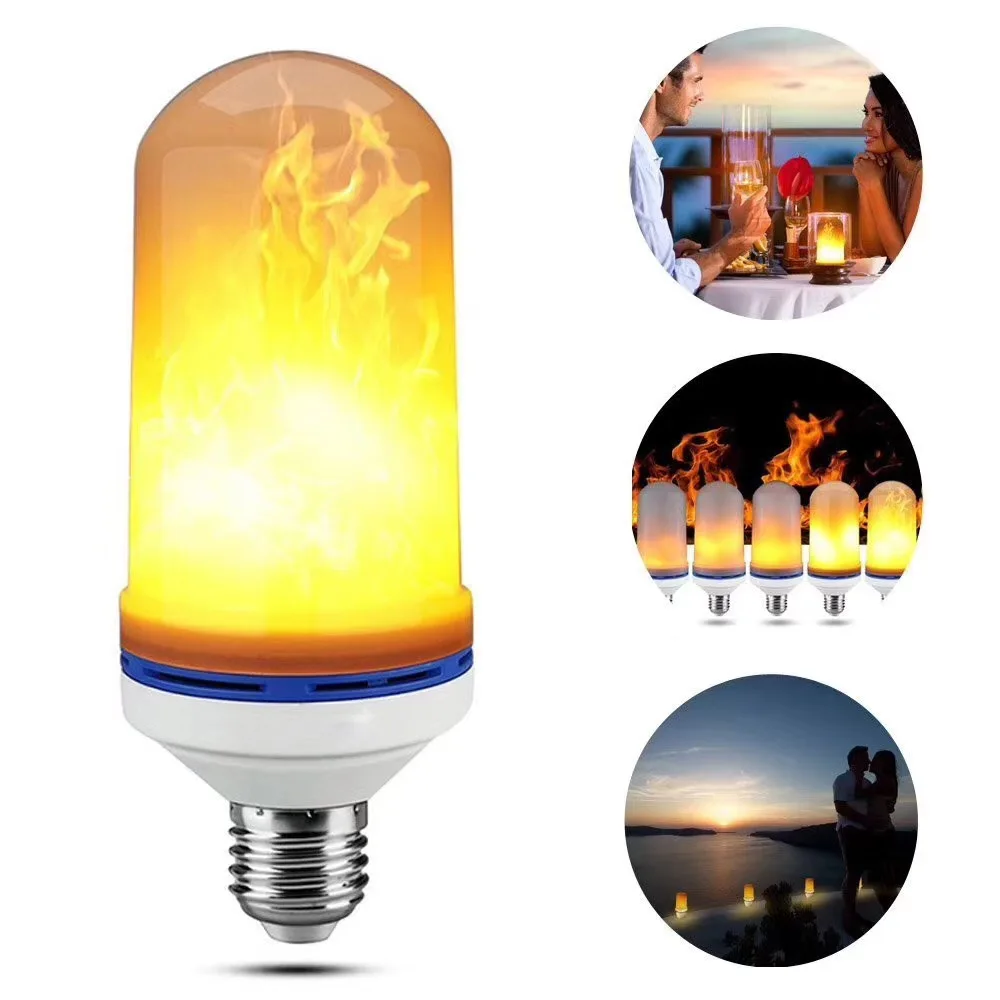 Светодиодная лампа с эффектом пламени E26 E27 E14 15 Вт 18 SMD2835 1400K переменный ток 85 265 в