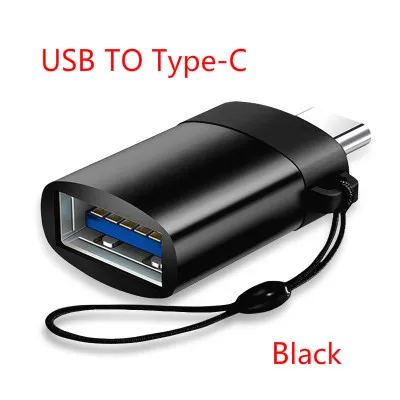 Сменный usb-адаптер с разъемом type-c OTG USB type C OTG usb C 3,0 преобразователи данных для зарядки Macbook samsung S10 huawei one plus - Цвет: Black